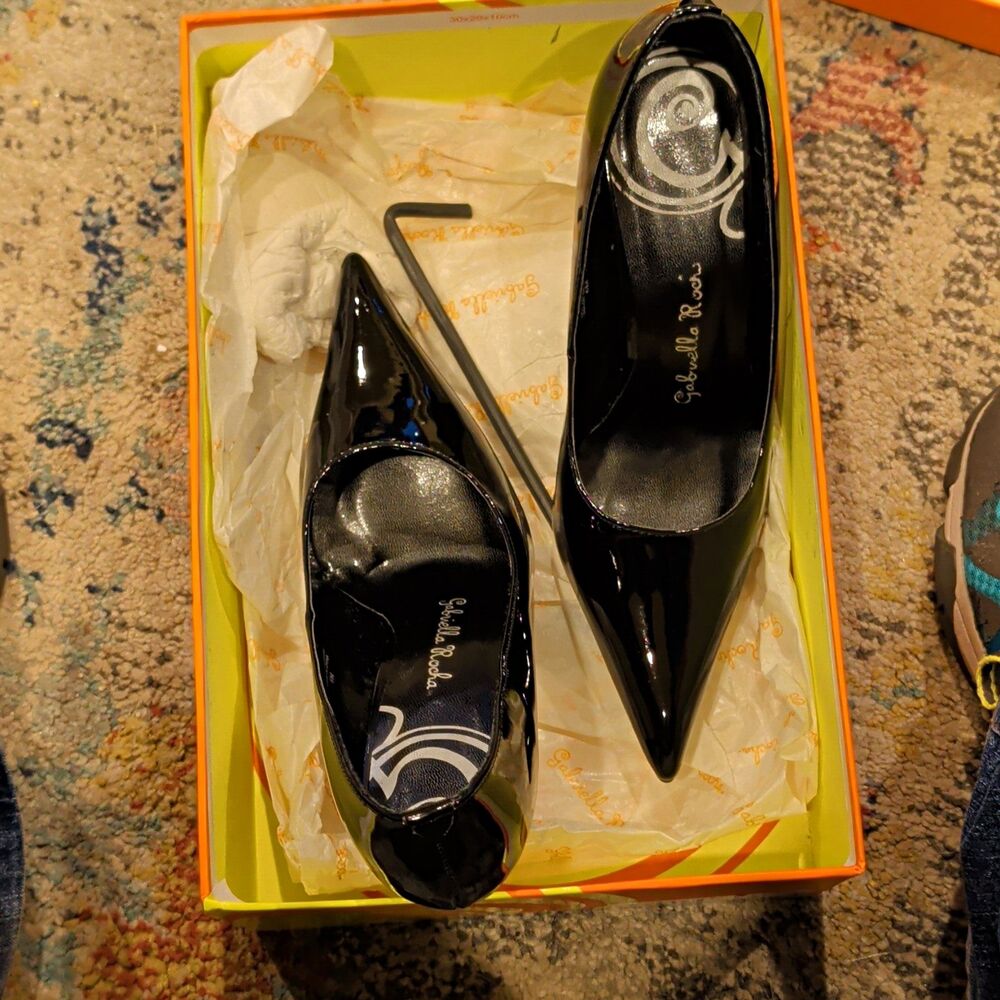 Gabriella Rocha Women's Black Patent Leather Pointed Toe Stiletto Pumps 6B
